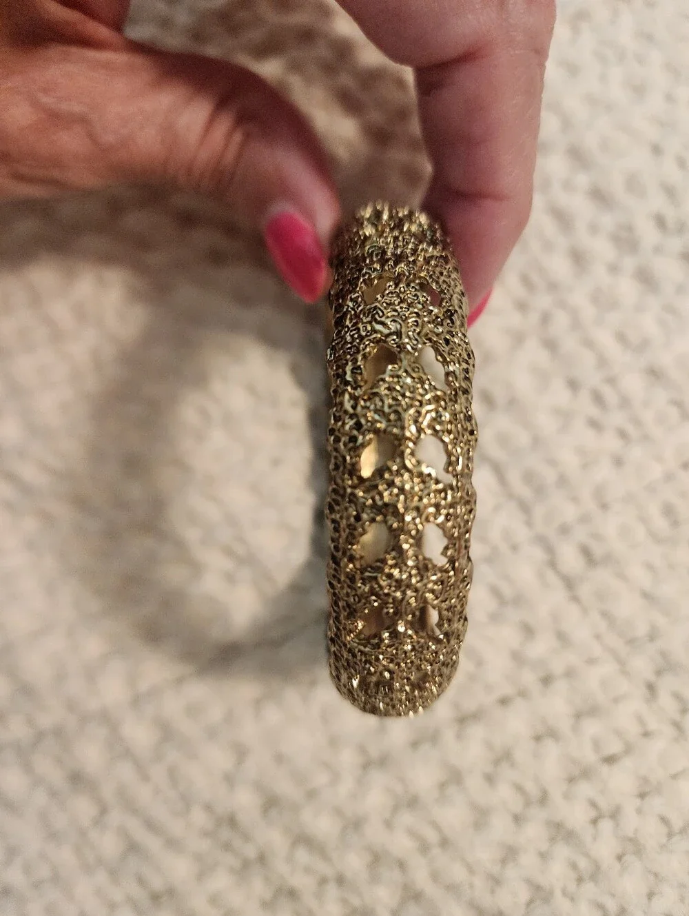 Pair Of Vintage Statement Clamper Bracelets Cream/Gold & Teal With Rhinestones